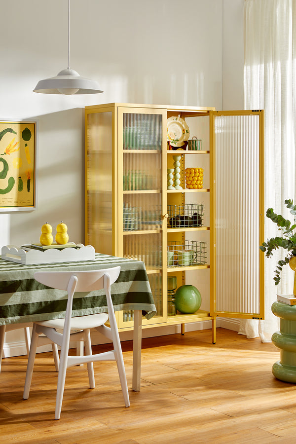 Mustard Made | The Collector Metal and Glass Cabinet in Butter
