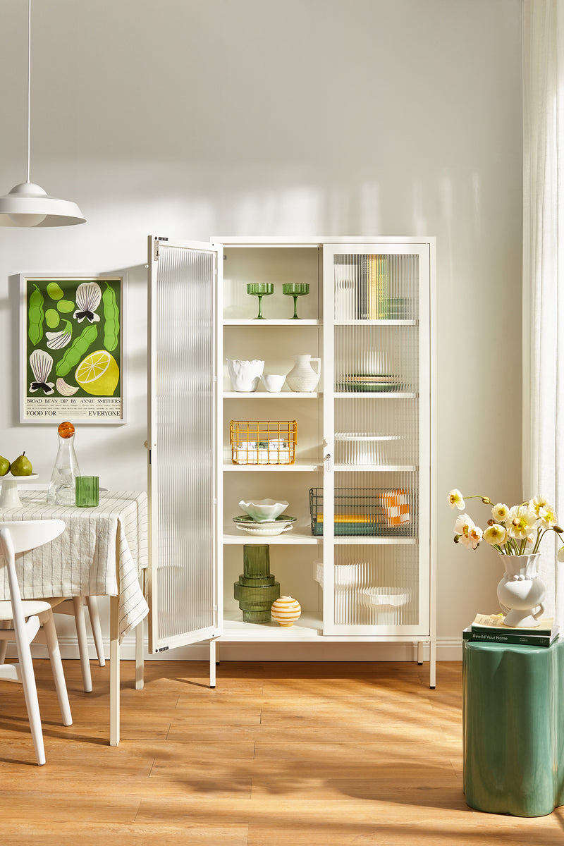Mustard Made | The Collector Metal and Glass Cabinet in Chalk
