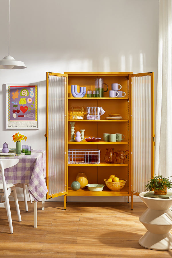 Mustard Made | The Collector Metal and Glass Cabinet in Mustard