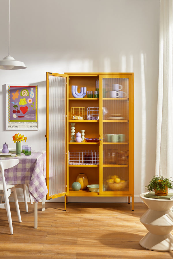 Mustard Made | The Collector Metal and Glass Cabinet in Mustard