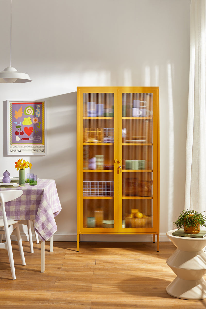 Mustard Made | The Collector Metal and Glass Cabinet in Mustard