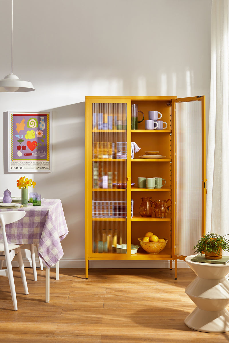 Mustard Made | The Collector Metal and Glass Cabinet in Mustard