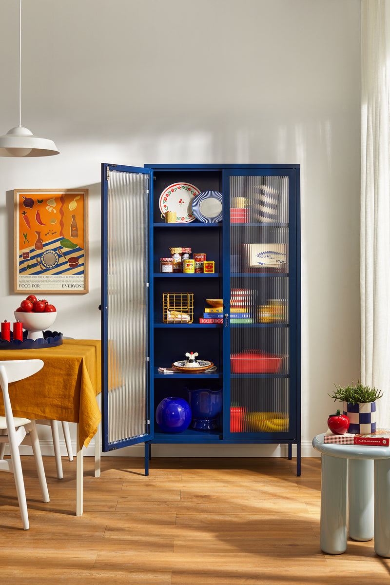 Mustard Made | The Collector Metal and Glass Cabinet in Navy
