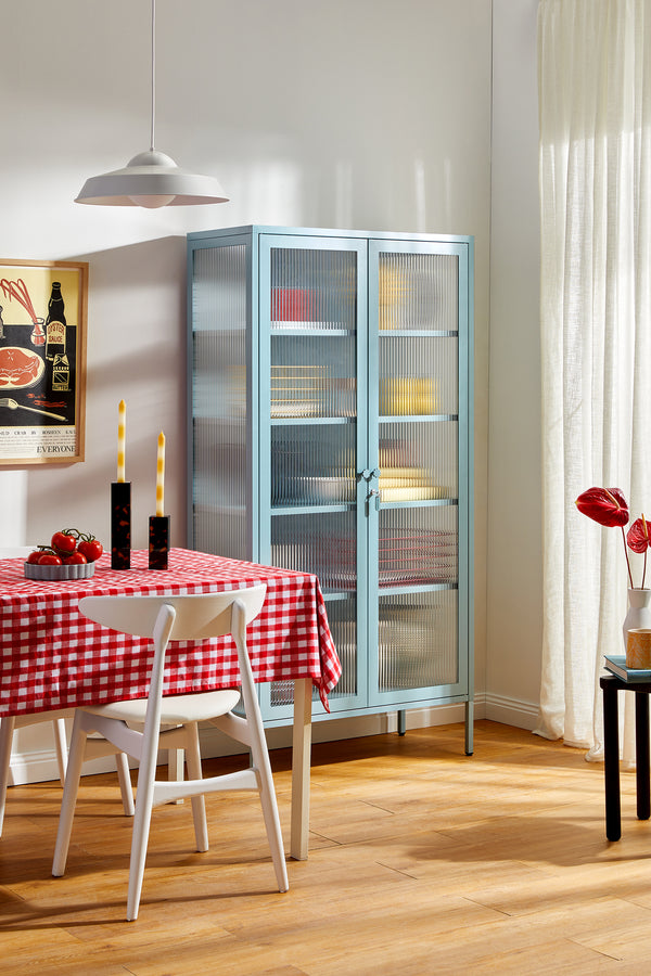 Mustard Made | The Collector Metal and Glass Cabinet in Ocean