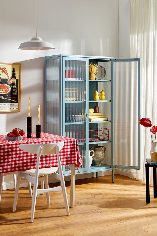 Mustard Made | The Collector Metal and Glass Cabinet in Ocean