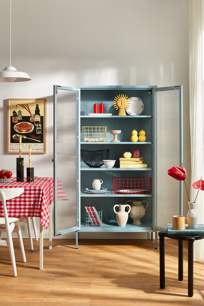 Mustard Made | The Collector Metal and Glass Cabinet in Ocean
