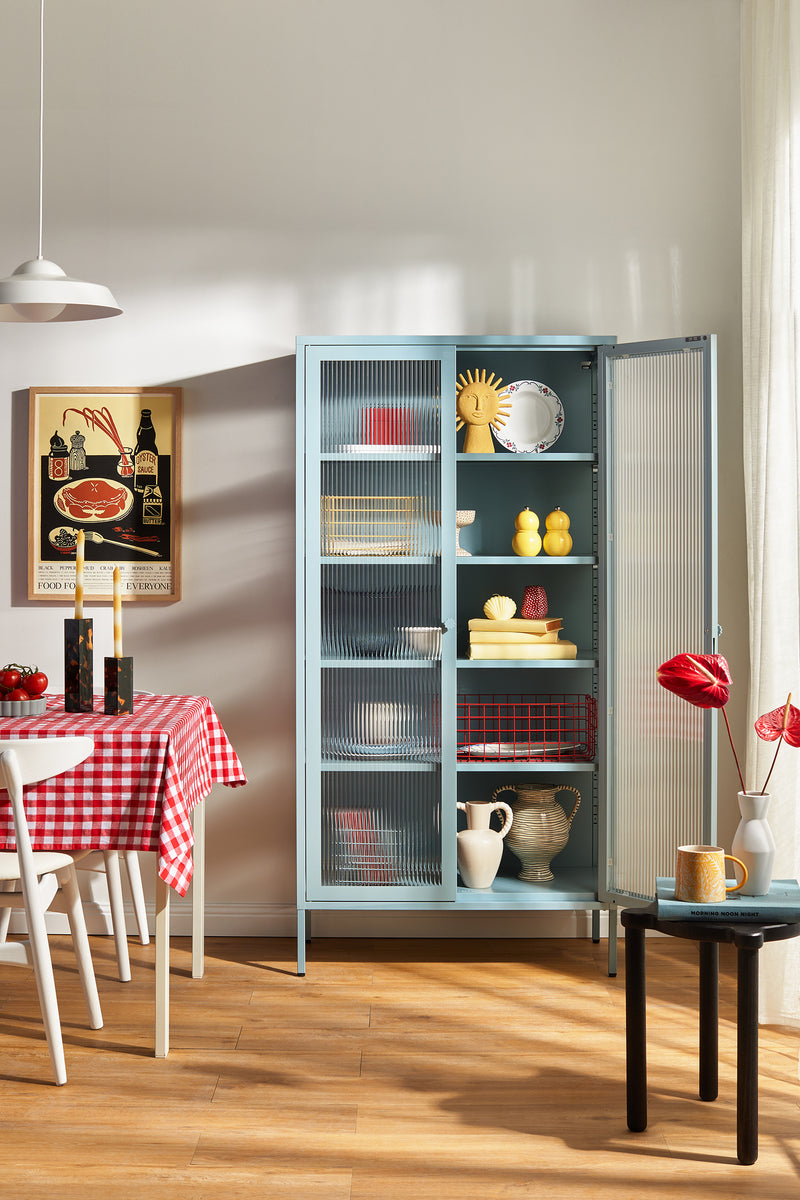 Mustard Made | The Collector Metal and Glass Cabinet in Ocean