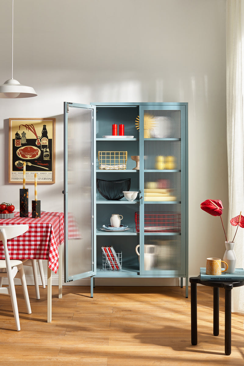 Mustard Made | The Collector Metal and Glass Cabinet in Ocean