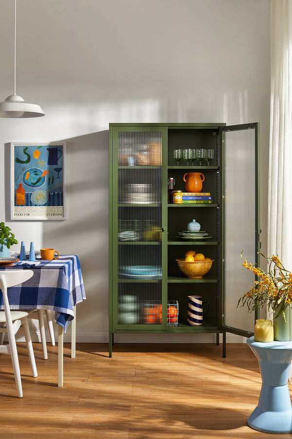 Mustard Made | The Collector Metal and Glass Cabinet in Olive