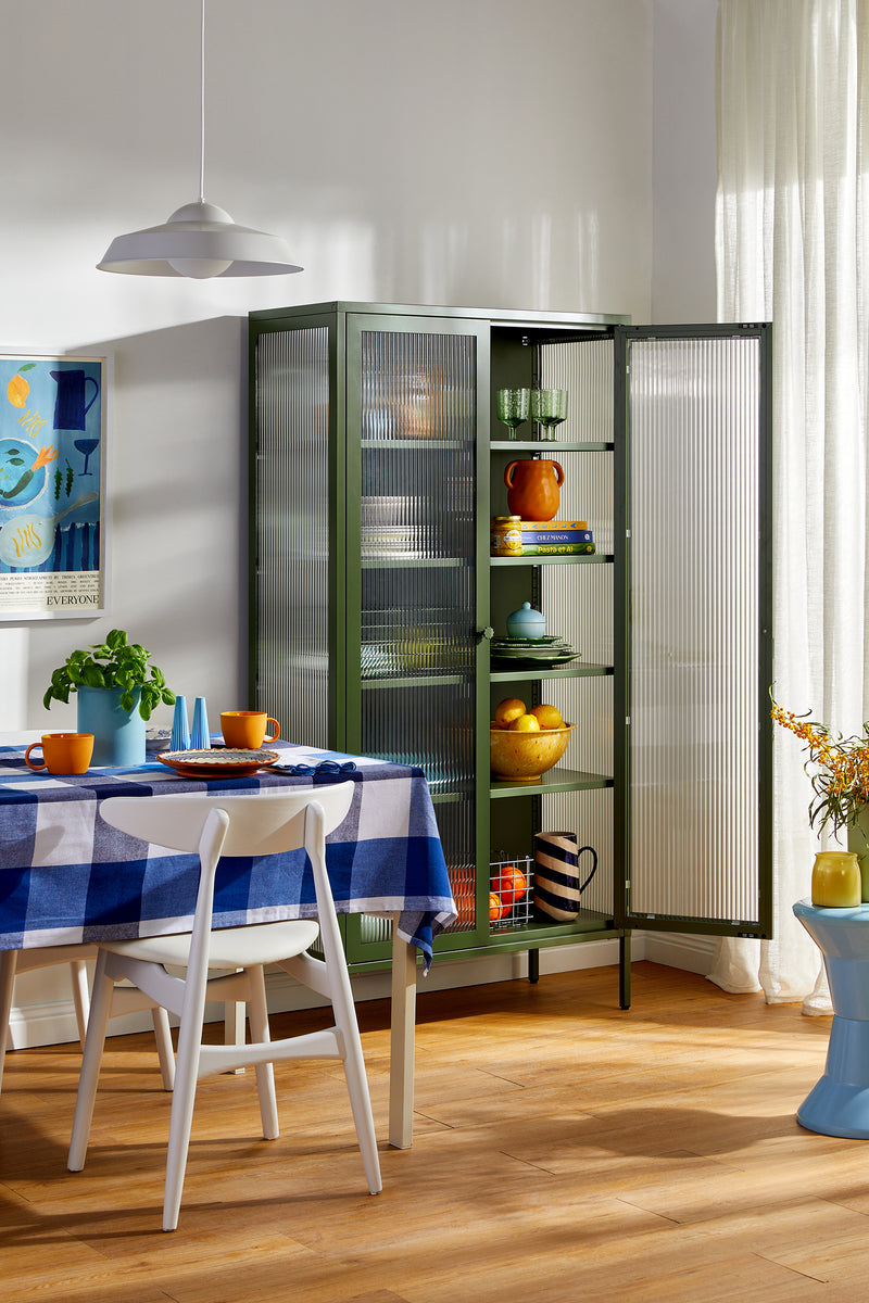 Mustard Made | The Collector Metal and Glass Cabinet in Olive