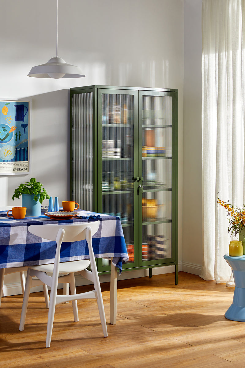 Mustard Made | The Collector Metal and Glass Cabinet in Olive