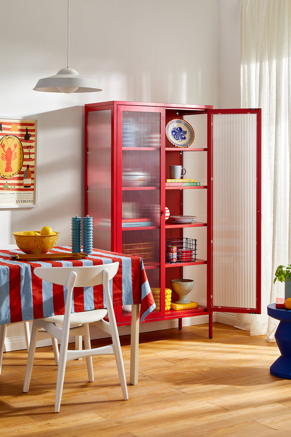 Mustard Made | The Collector Metal and Glass Cabinet in Poppy
