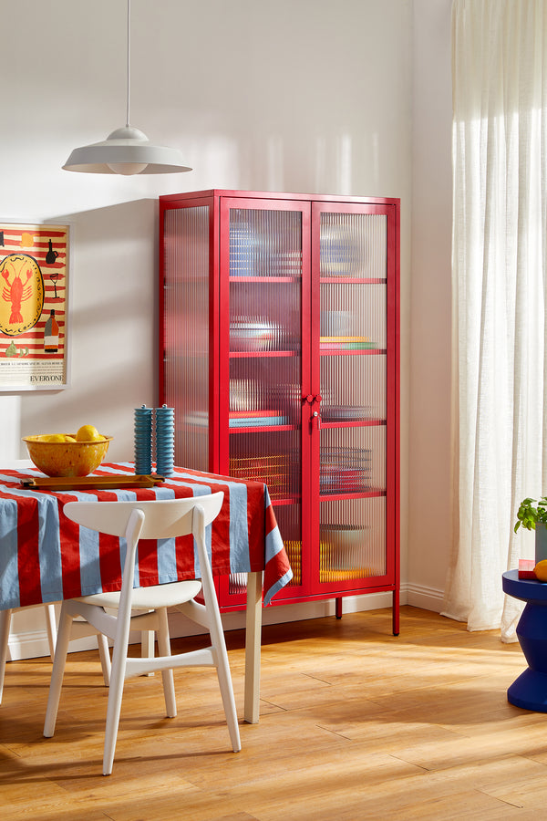 Mustard Made | The Collector Metal and Glass Cabinet in Poppy