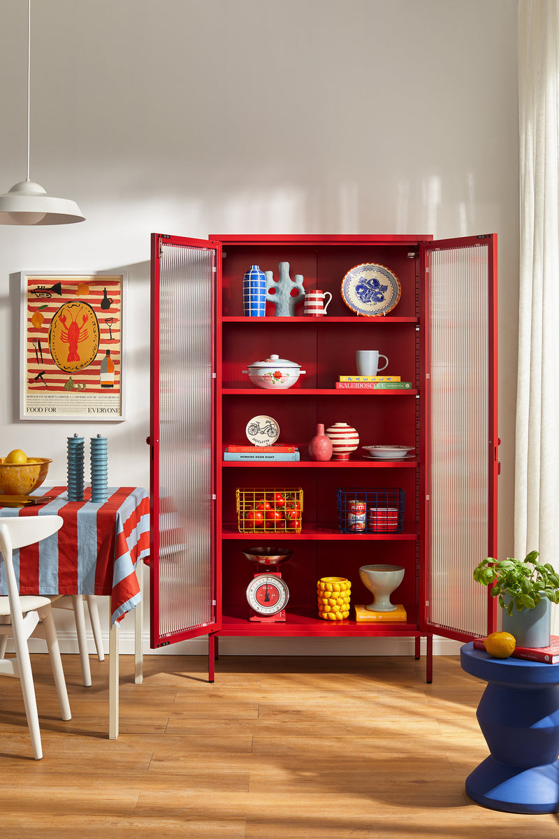Mustard Made | The Collector Metal and Glass Cabinet in Poppy