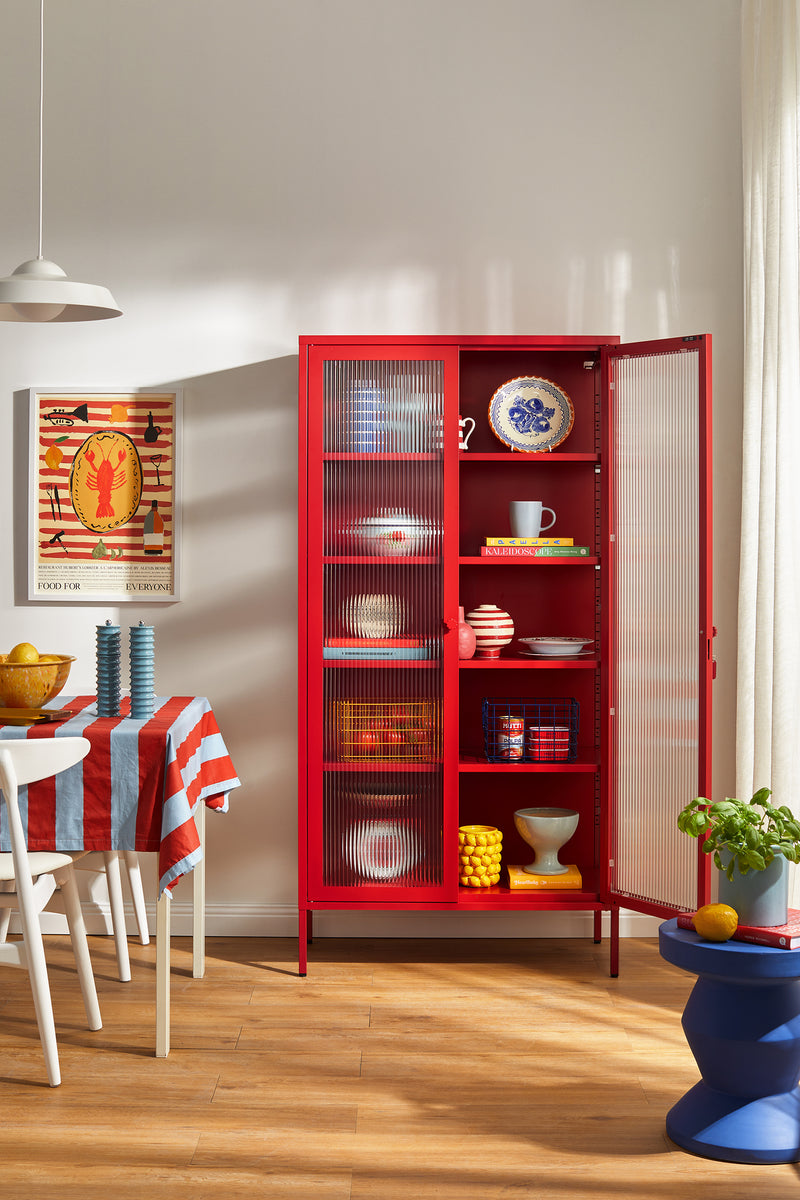 Mustard Made | The Collector Metal and Glass Cabinet in Poppy