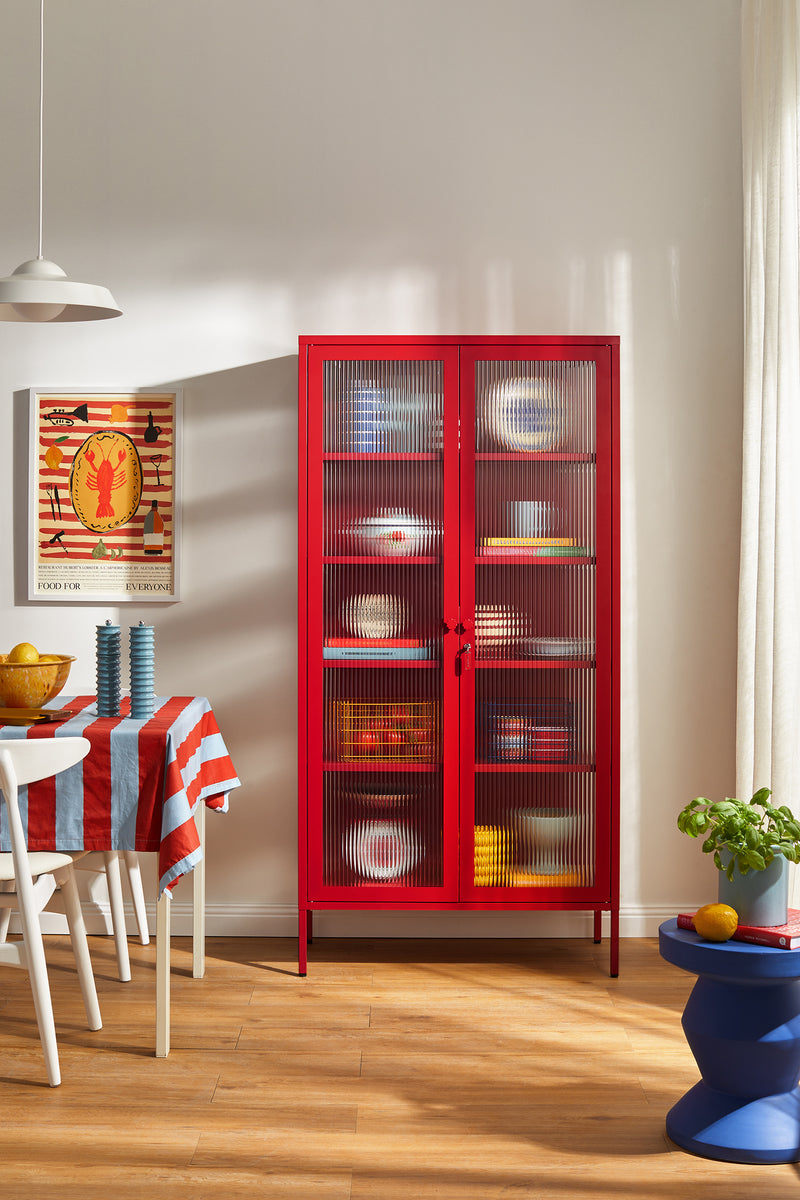 Mustard Made | The Collector Metal and Glass Cabinet in Poppy