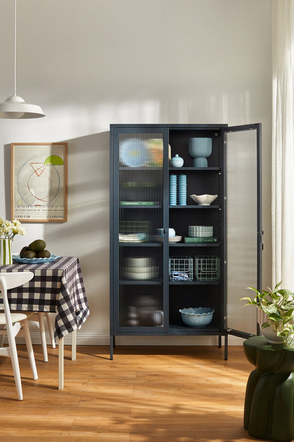 Mustard Made | The Collector Metal and Glass Cabinet in Slate