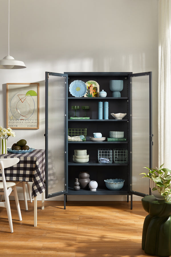 Mustard Made | The Collector Metal and Glass Cabinet in Slate