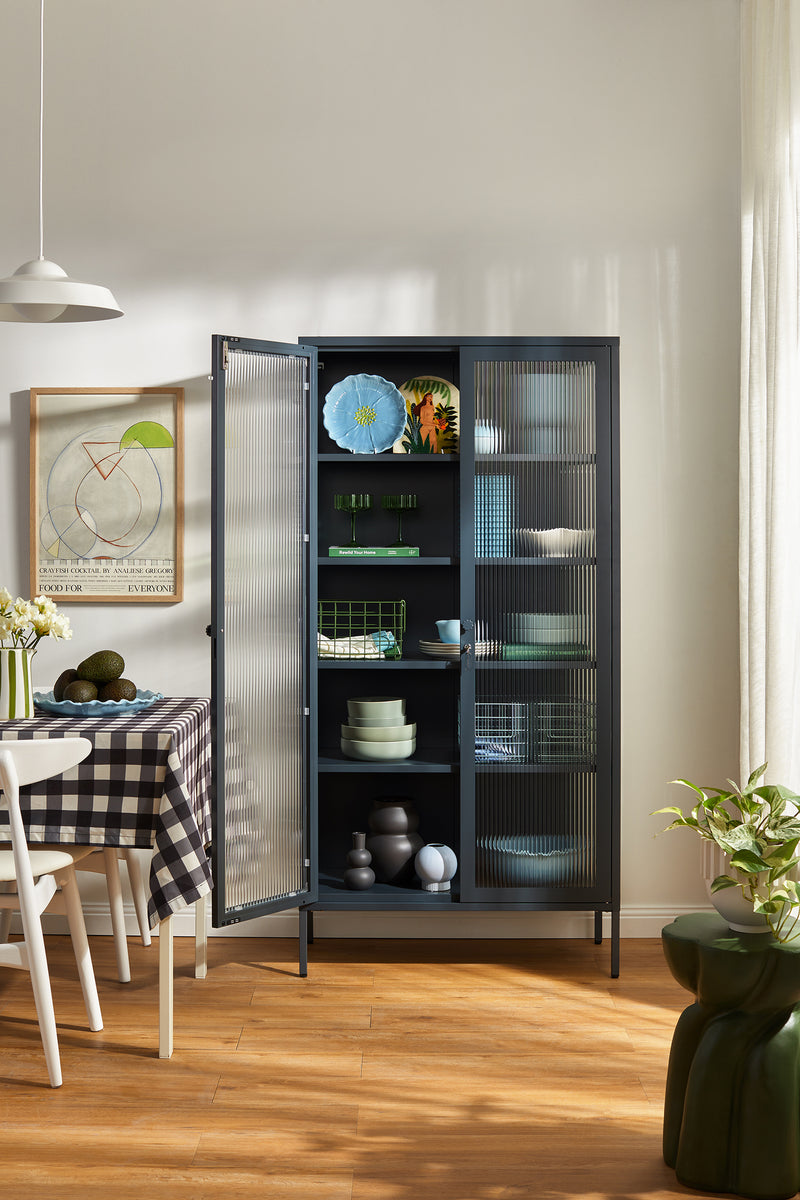 Mustard Made | The Collector Metal and Glass Cabinet in Slate