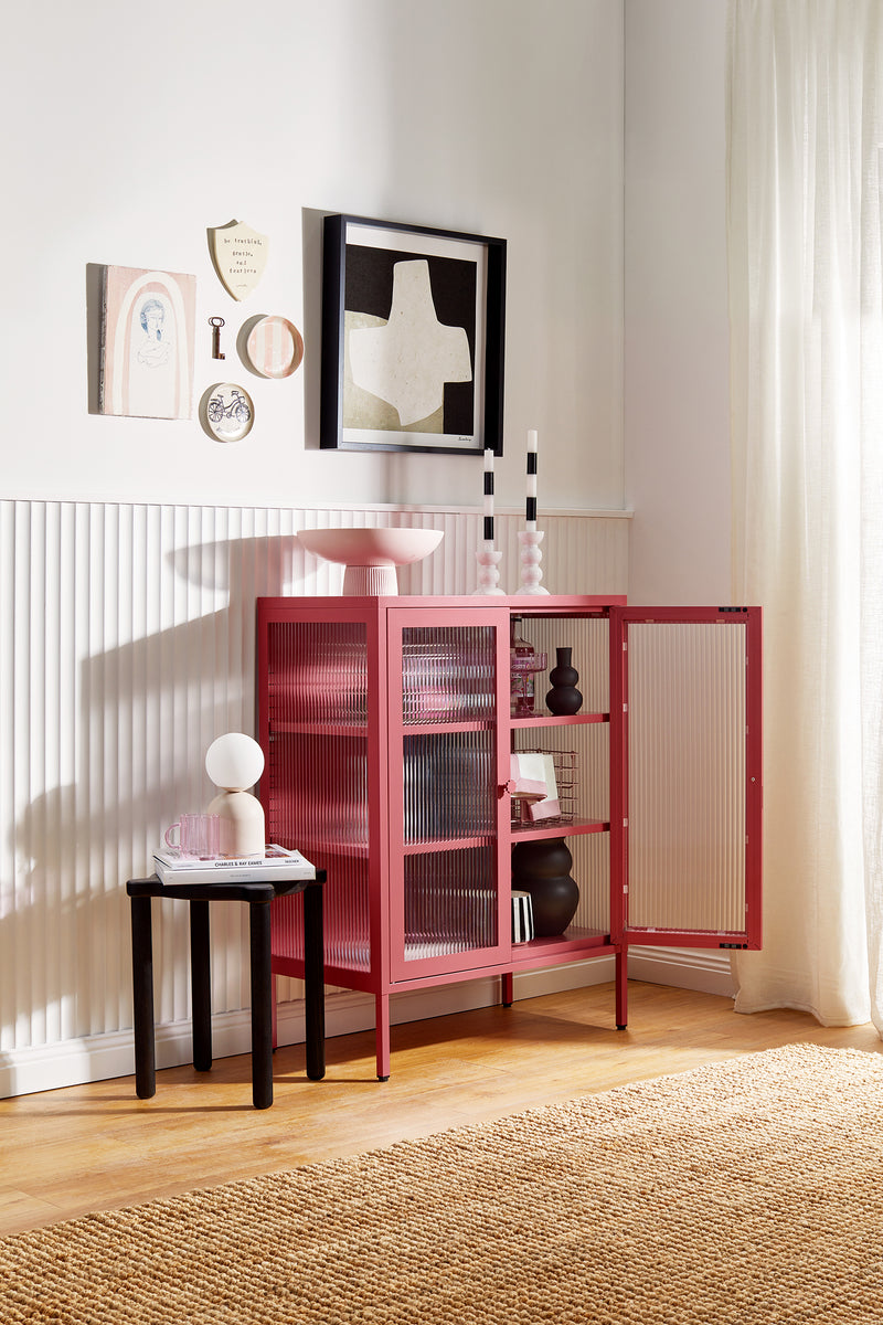 Mustard Made | The Mixer Metal and Glass Cabinet in Berry