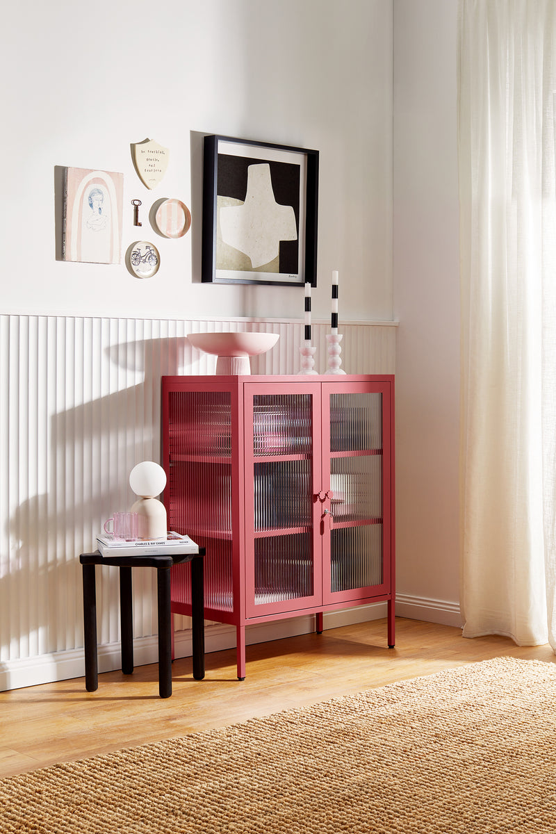 Mustard Made | The Mixer Metal and Glass Cabinet in Berry