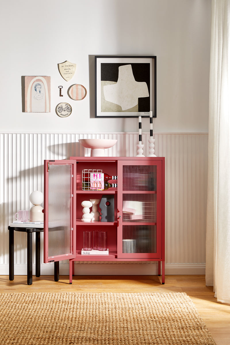 Mustard Made | The Mixer Metal and Glass Cabinet in Berry