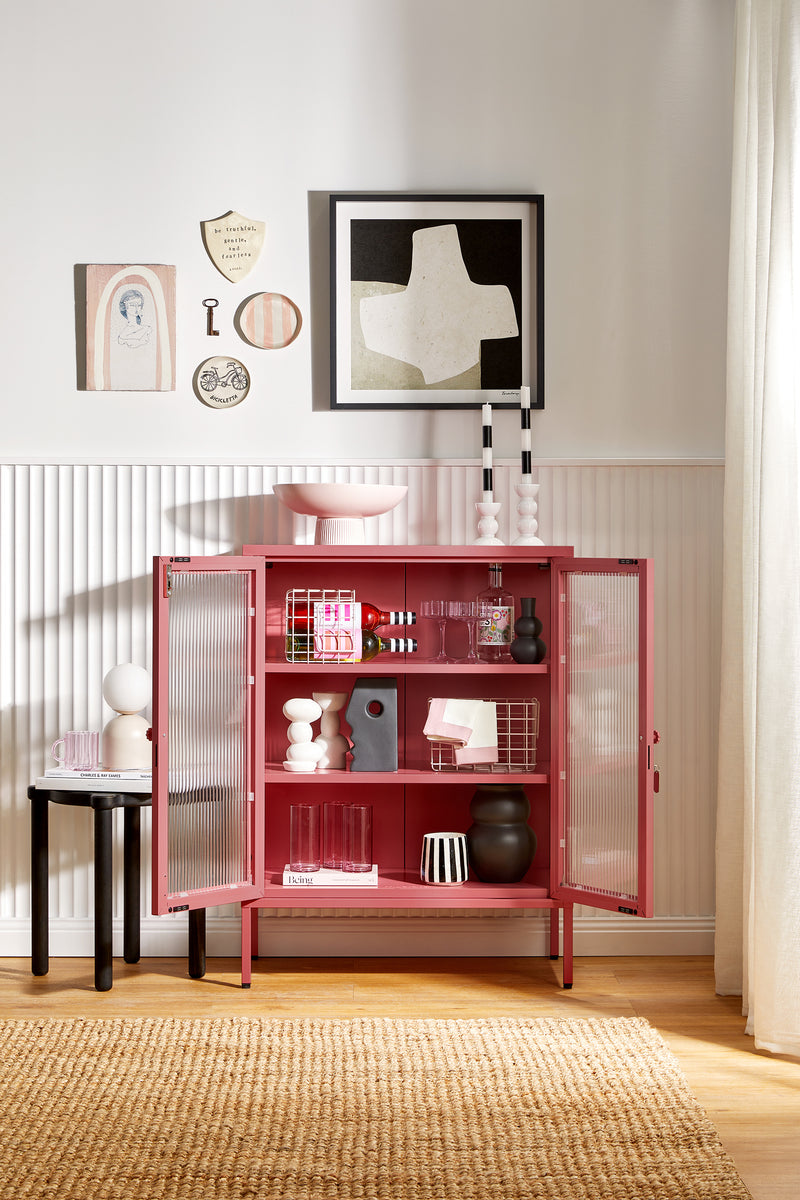 Mustard Made | The Mixer Metal and Glass Cabinet in Berry