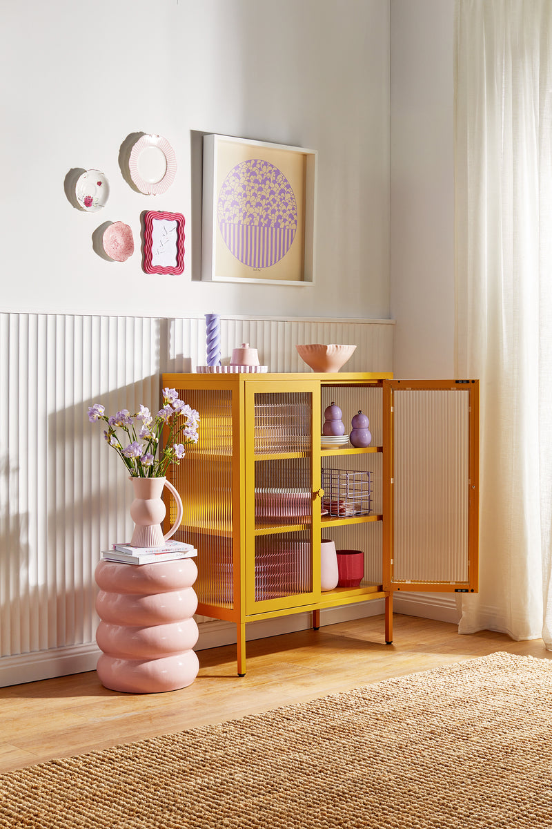 Mustard Made | The Mixer Metal and Glass Cabinet in Mustard