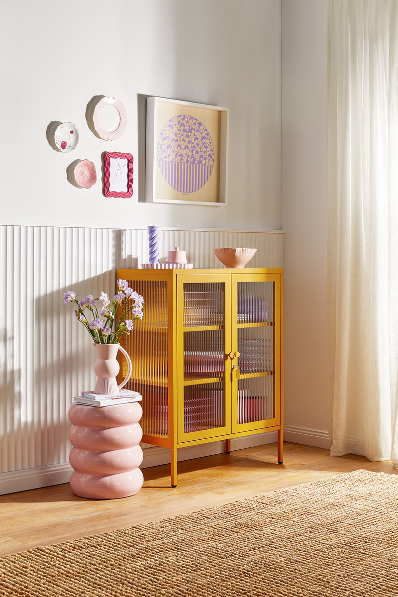 Mustard Made | The Mixer Metal and Glass Cabinet in Mustard