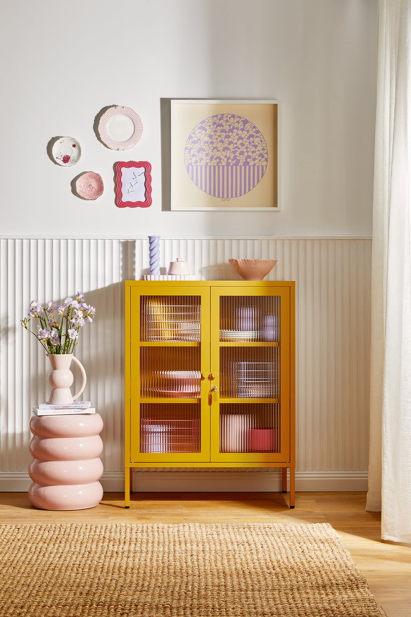 Mustard Made | The Mixer Metal and Glass Cabinet in Mustard