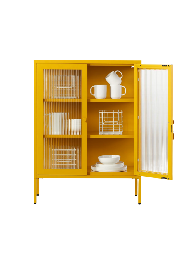 Mustard Made | The Mixer Metal and Glass Cabinet in Mustard