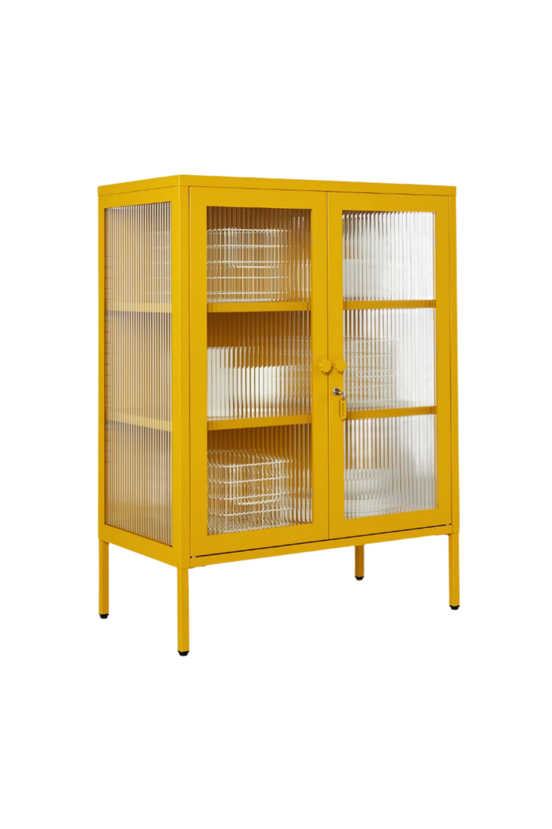 Mustard Made | The Mixer Metal and Glass Cabinet in Mustard