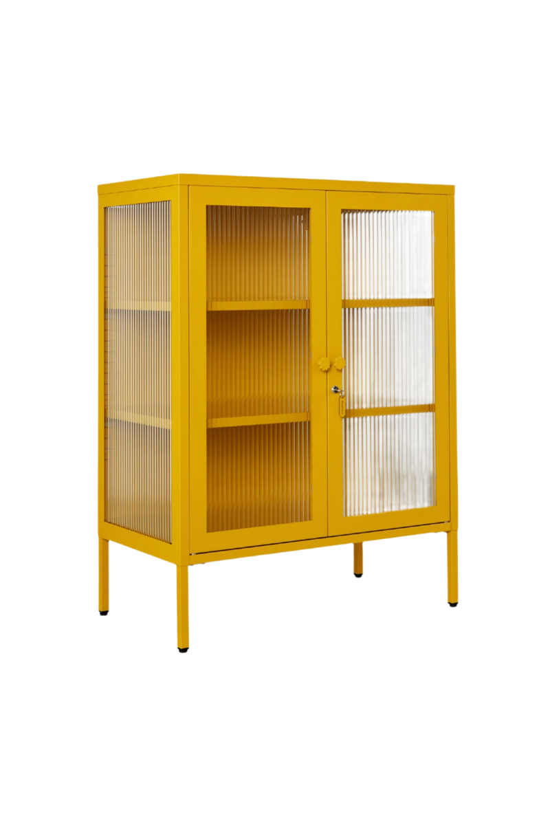 Mustard Made | The Mixer Metal and Glass Cabinet in Mustard