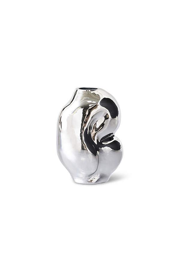 HKLIVING ® | Gleam Glass Small Vase - Chrome