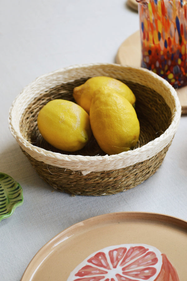 White and Natural Handwoven Basket