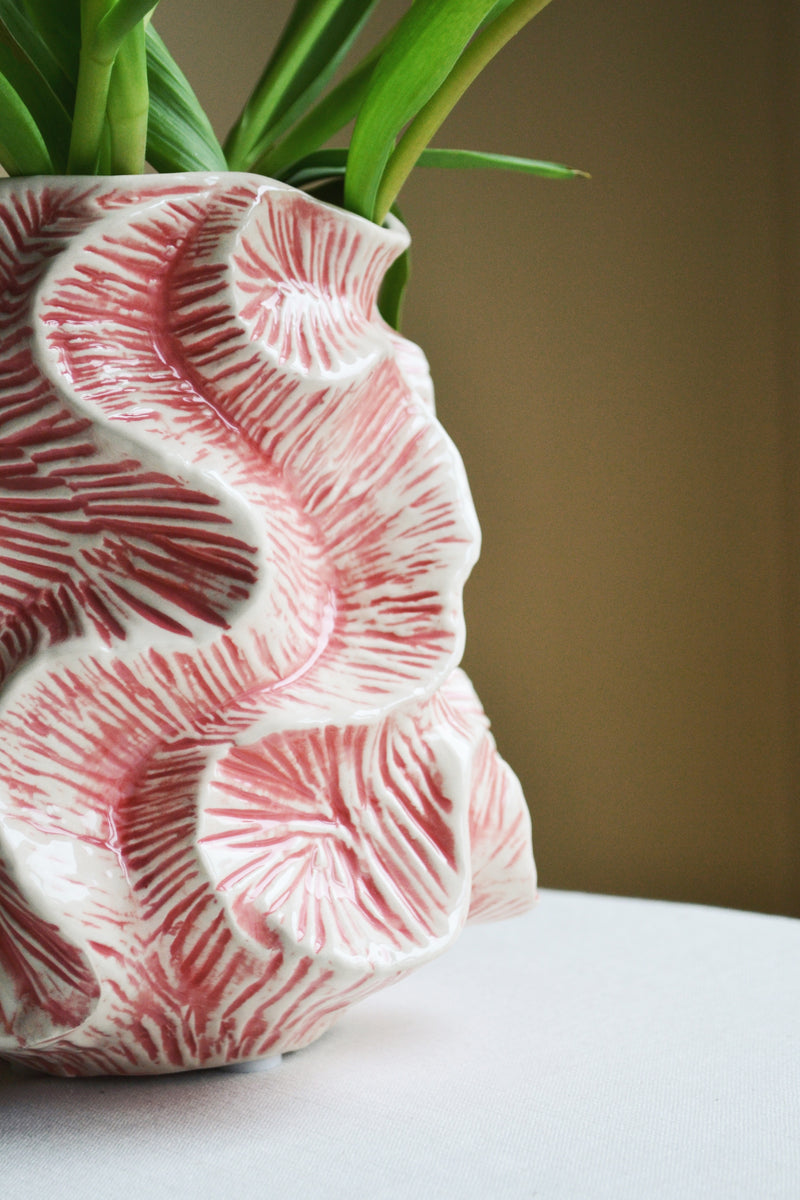 Stoneware Rose Coral Vase