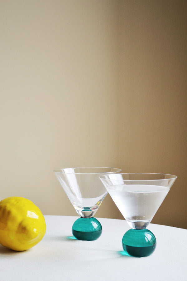 Set of Two Cocktail Glasses - Green