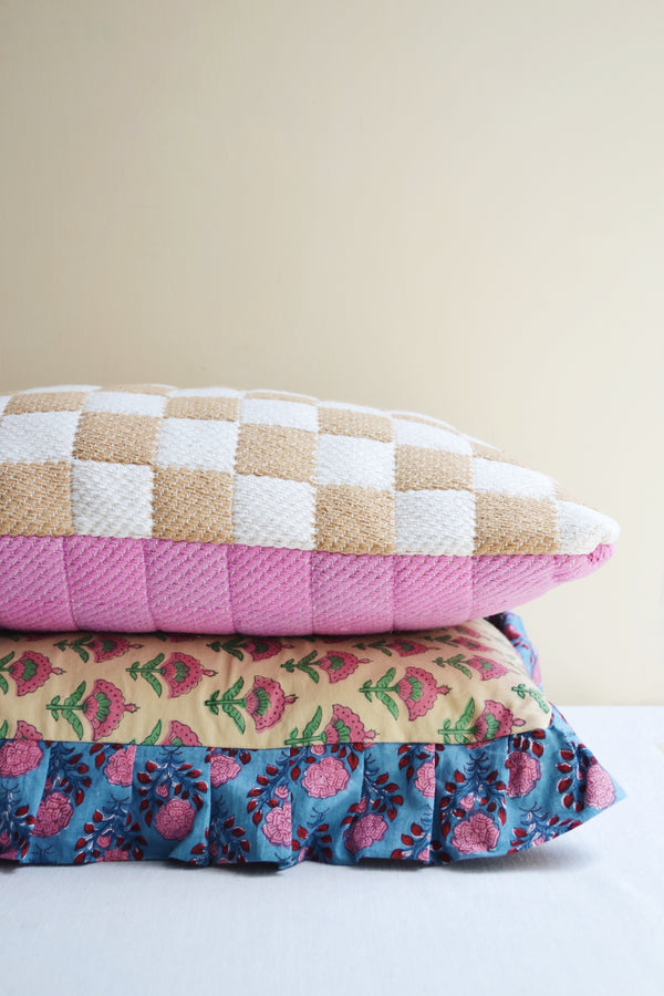 HKLIVING ® | Checkerboard Woven Cushion - Grapefruit