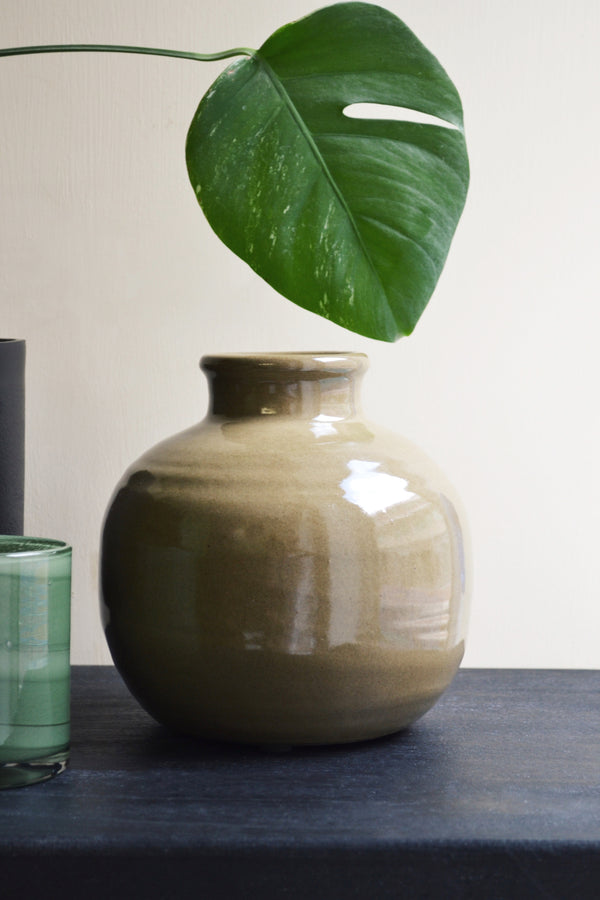 Green Stoneware Vase