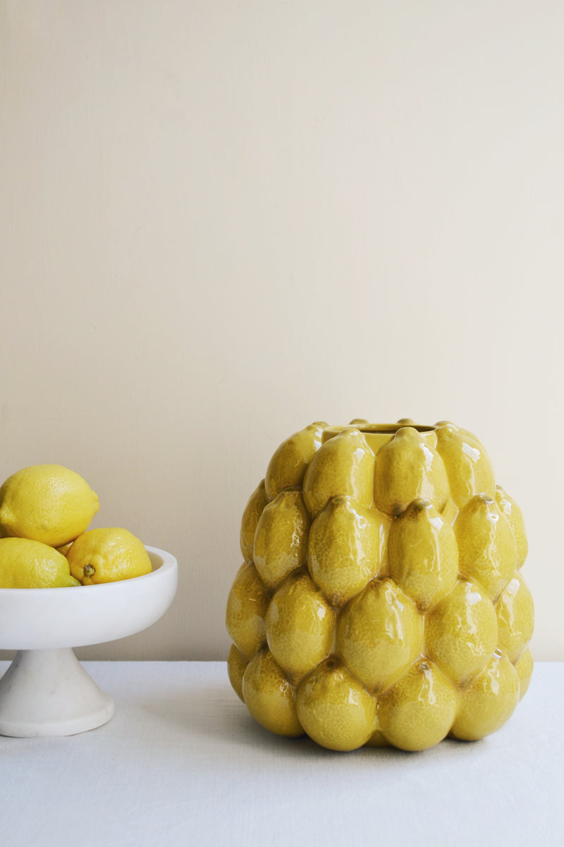 Yellow Lemon Stoneware Vase