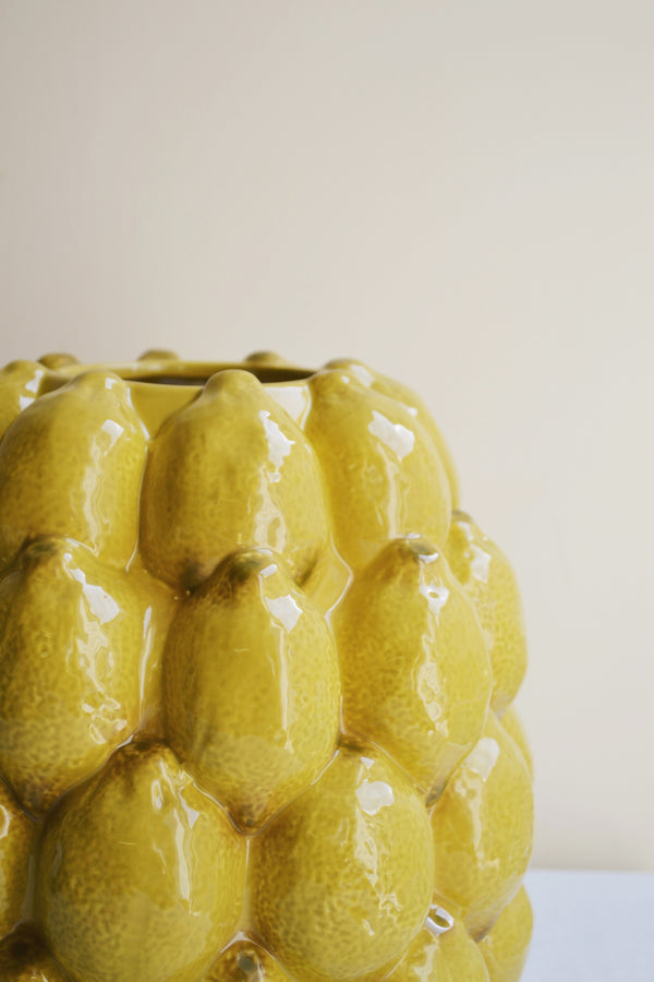 Yellow Lemon Stoneware Vase