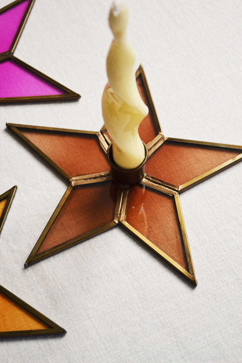 Glass Stained Glass Star Candle Stand