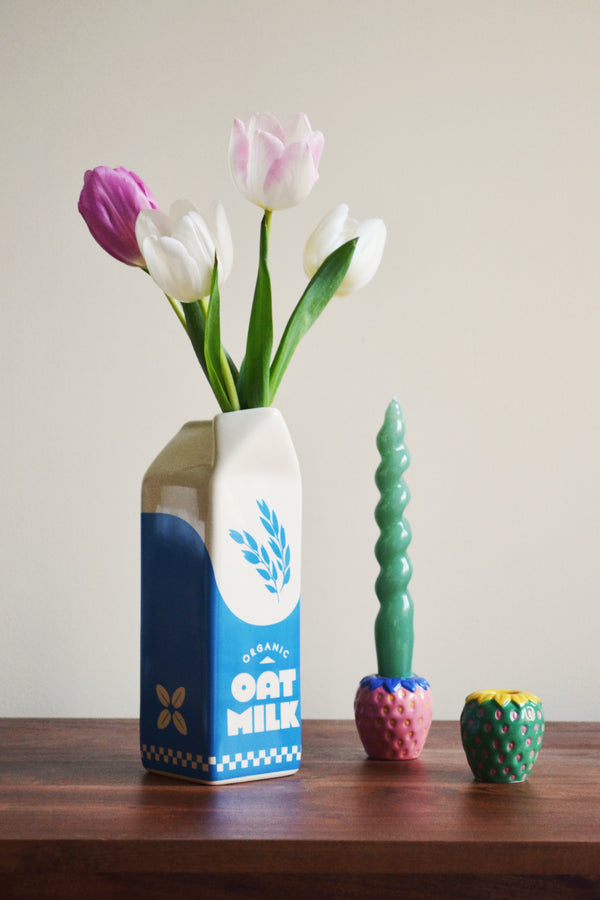 Oat Milk Carton Vase