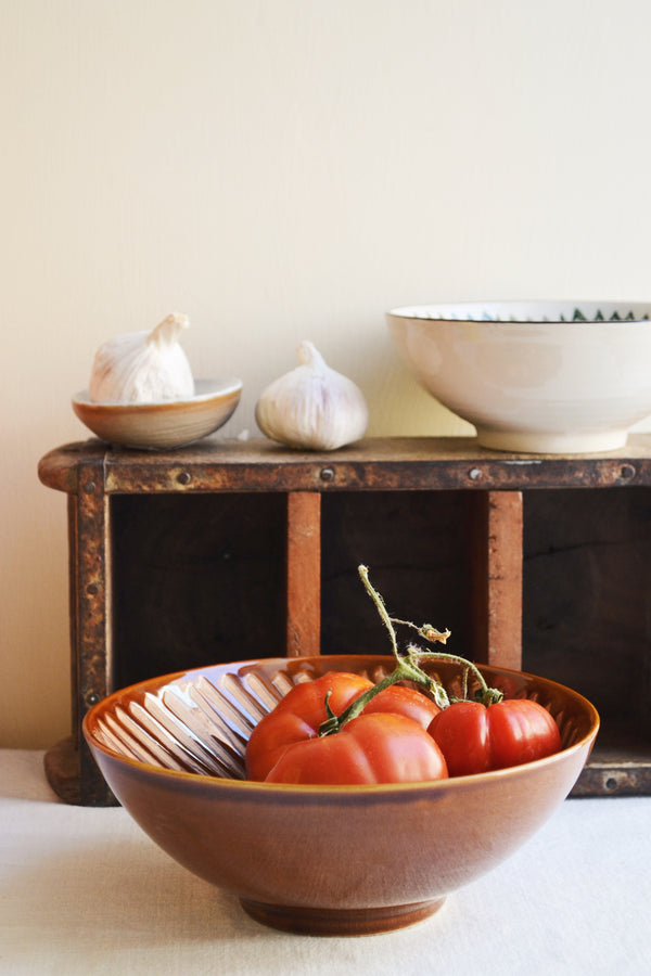 Hand Painted Brown Serving Bowl