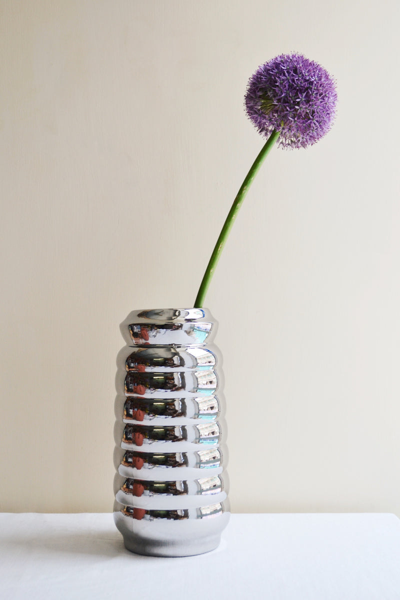 HKLIVING ® | Ceramic Ribble Vase - Chrome