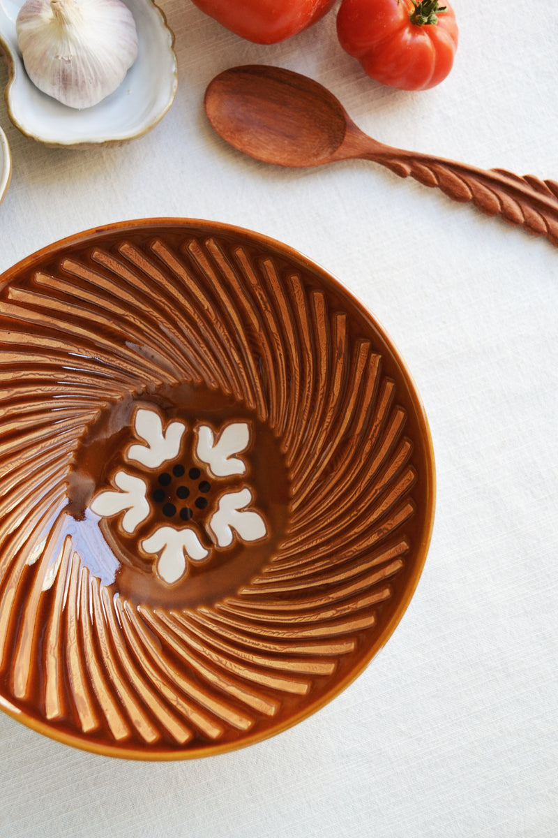 Hand Painted Brown Serving Bowl