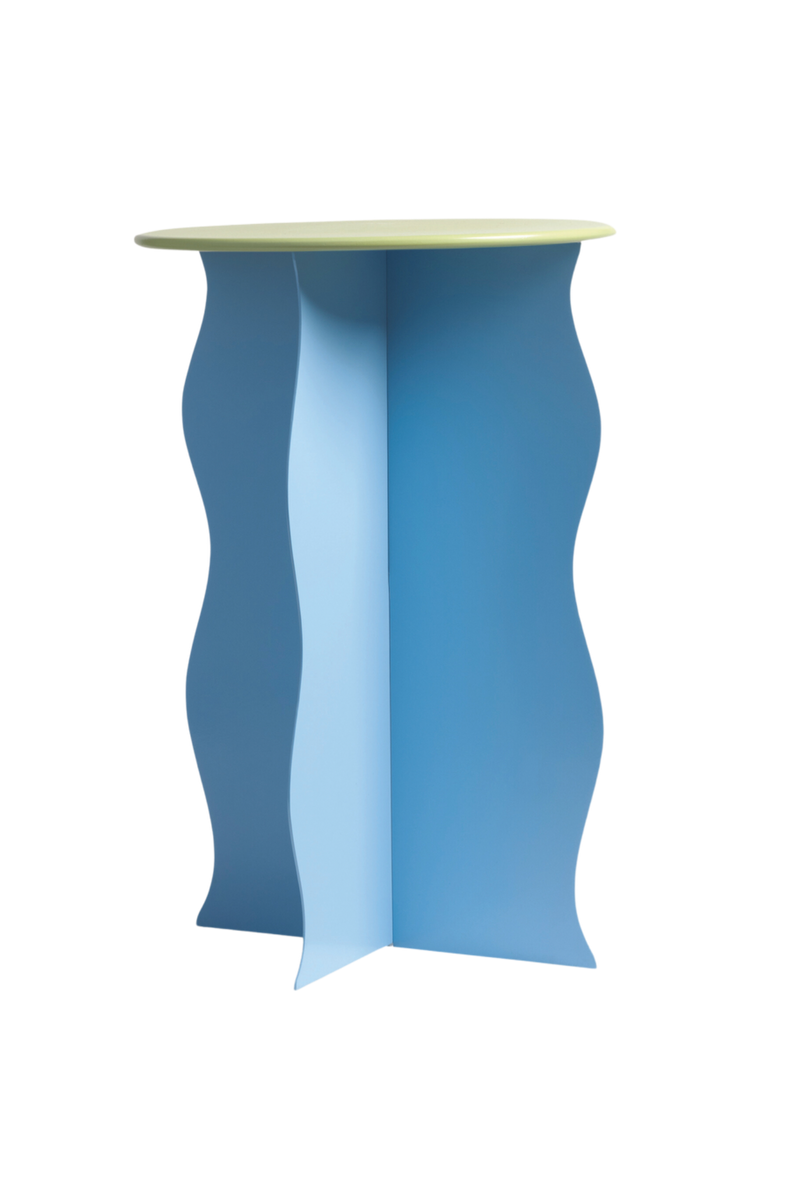 Light Blue Curvy Metal Side Table