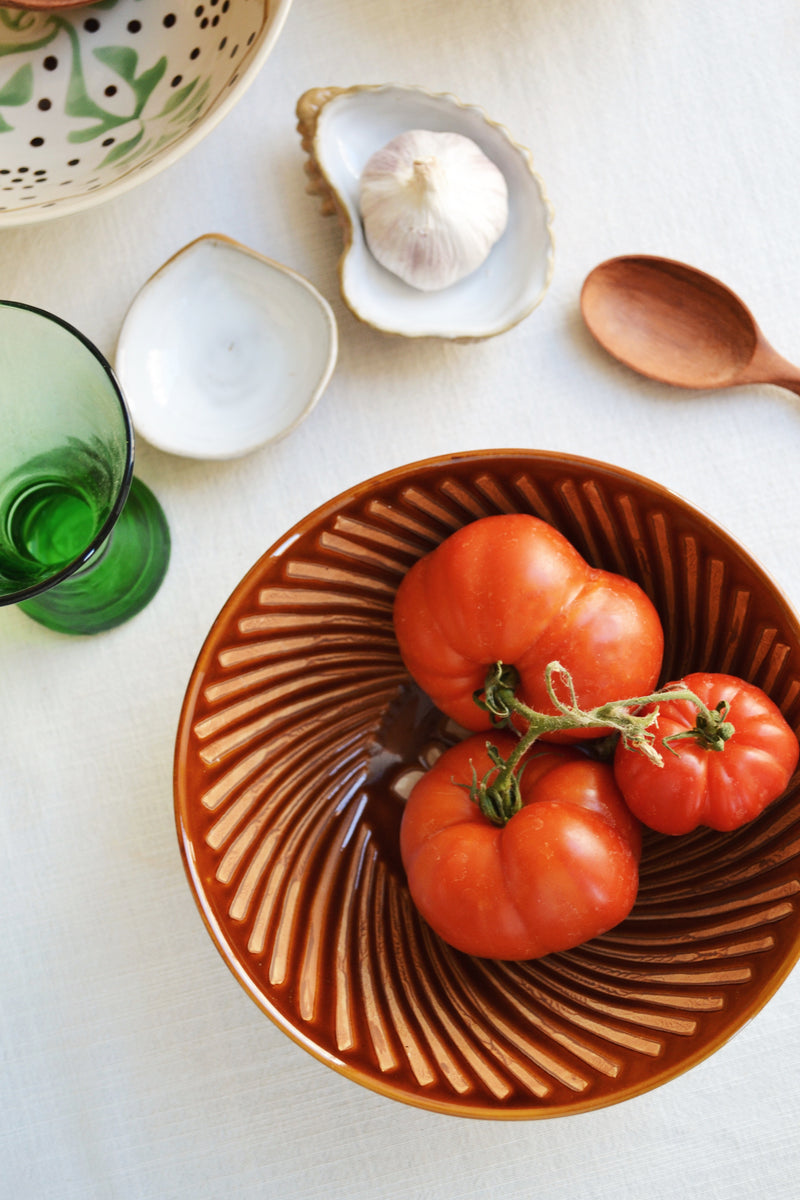 Hand Painted Brown Serving Bowl