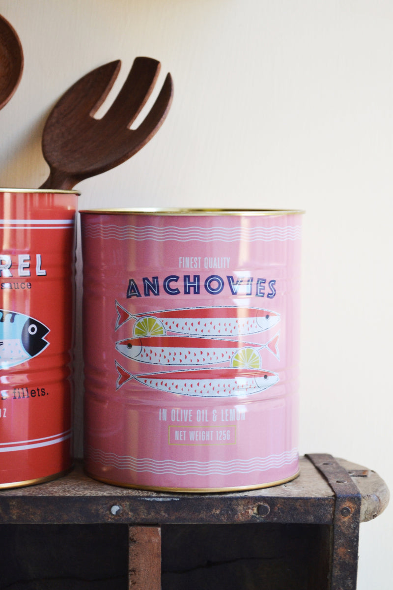 Set of Two Storage Tins - Mackerel and Anchovies