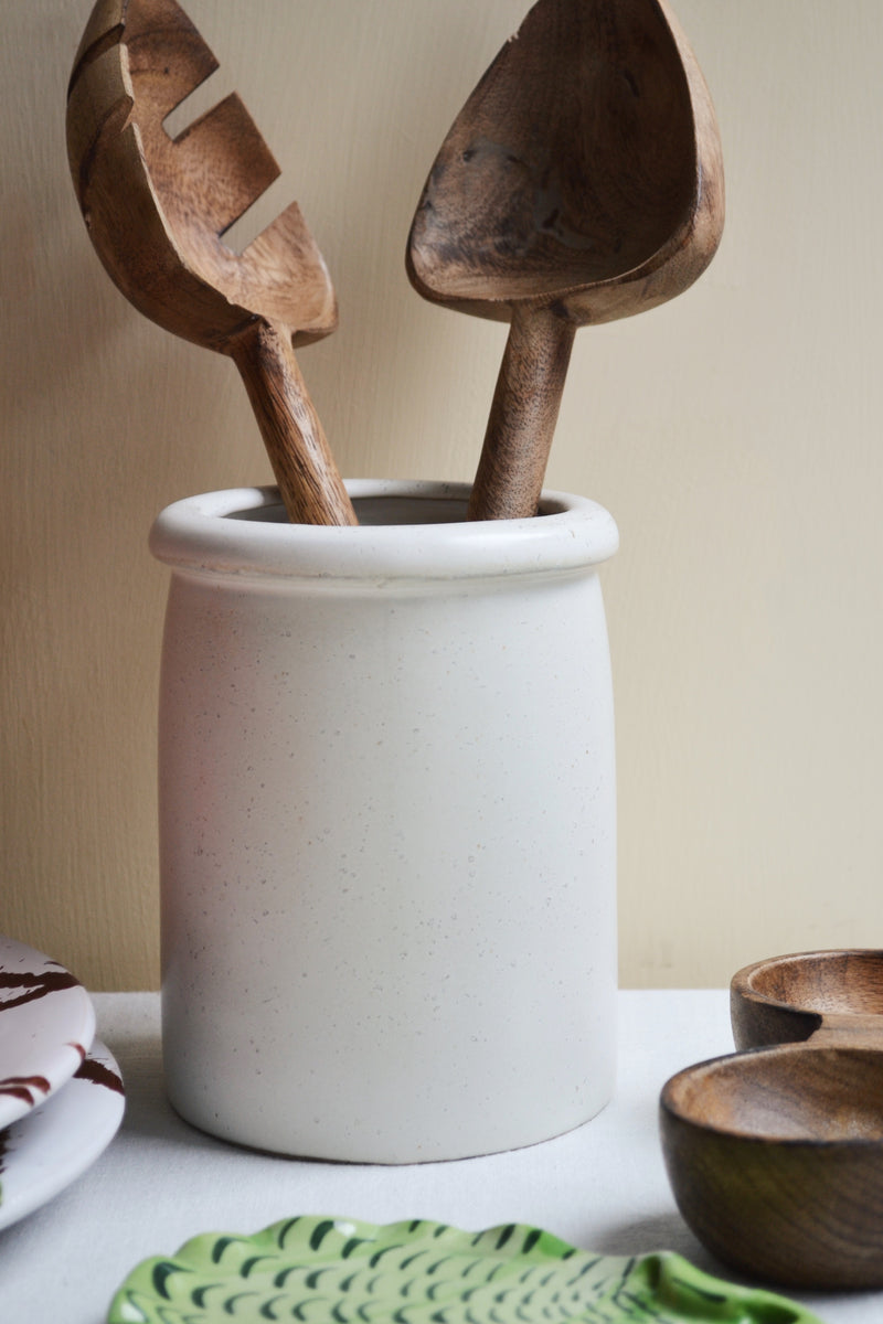 Alpine Grey / White Speckled Utensil Jar Pot